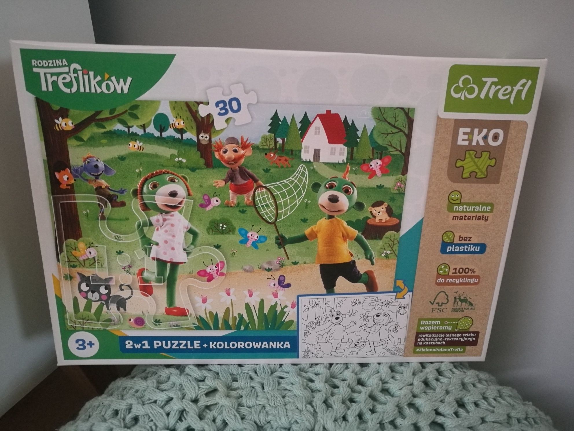 NOWY zestaw eko puzzle + kolorowanka dla dziecka 3+