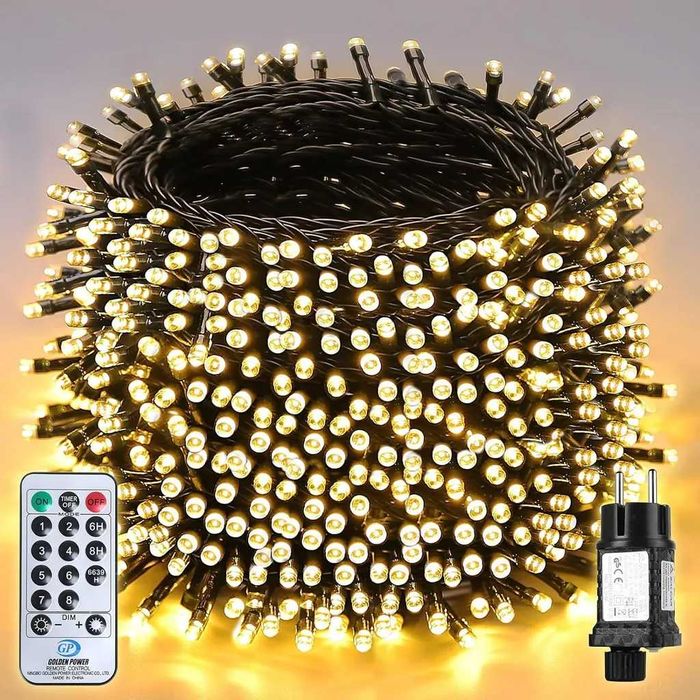 Lampki 60m 1000 LED, wodoodporna, kurtyna świetlna LED