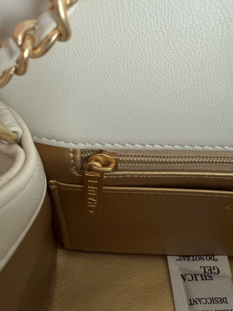 Сумка Chanel Classic 1.55 Small Single Flap шкіра | кремова | золото