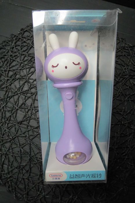 Погремушка-грызунок Beiens музыкальный Зайчик cереневый на батарейках