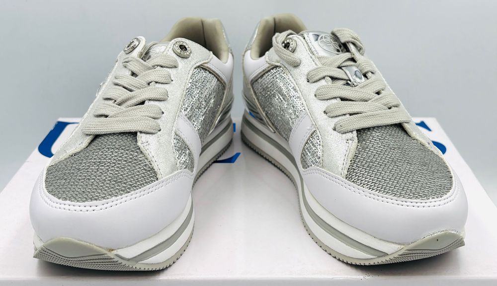 ‼️Nowe oryginalne sneakersy trampki GUESS białe srebrne 37 AZ 058