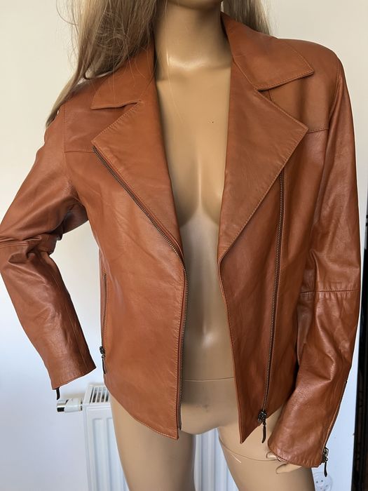 Skóra naturalna kurtka damska brązowa toffi cielista L 40 Broch