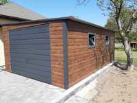 Garaż blaszany 4x5 +1,5 wiata, blaszak antracyt grafit drewnopodobny
