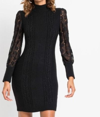 B.P.C sukienka dzianinowa z koronkowymi rękawami ^40/42