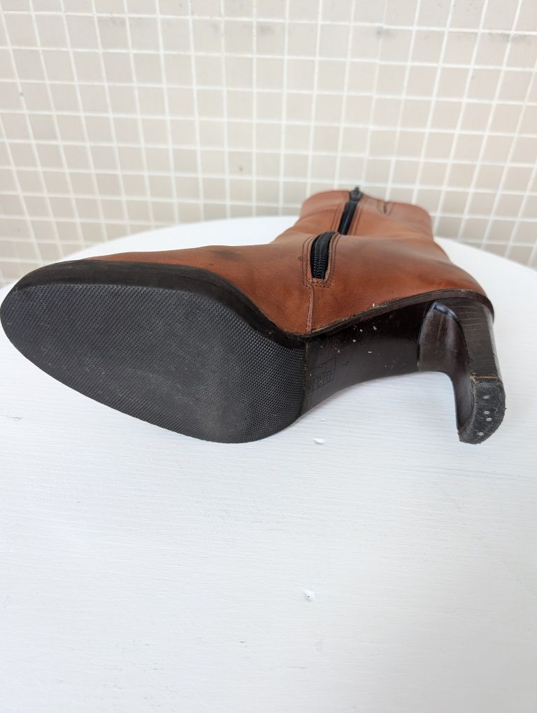Botins pele genuína, côr camel