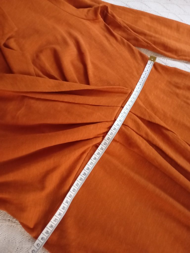 ASOS 40r efektowna pomarańczowa długa sukienka midi dopasowana