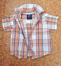 Camisa de manga curta em tons de laranja e azul ZY Baby, 6-9 meses