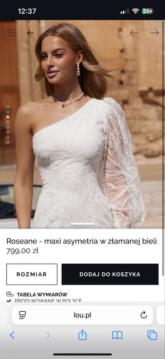 Roseane - biała asymetryczna sukienka maxi marki Lou