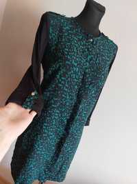 Ms collection tunika sukienka bluzka s m l zielona czarna koszulowa