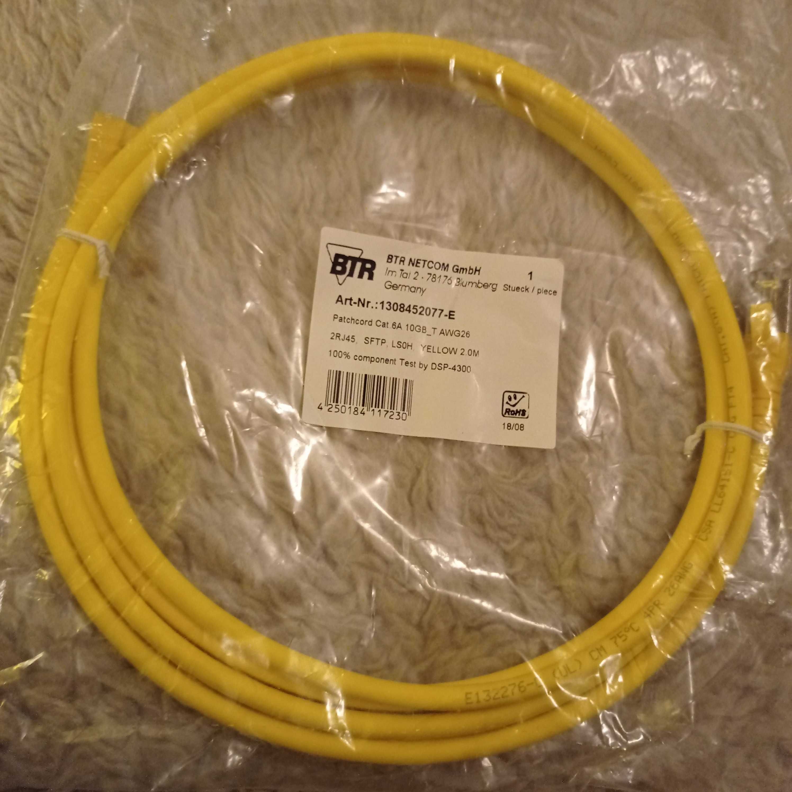 Kabel sieciowy, kabel krosowy RJ45 Metz Connect CAT 6A 2m