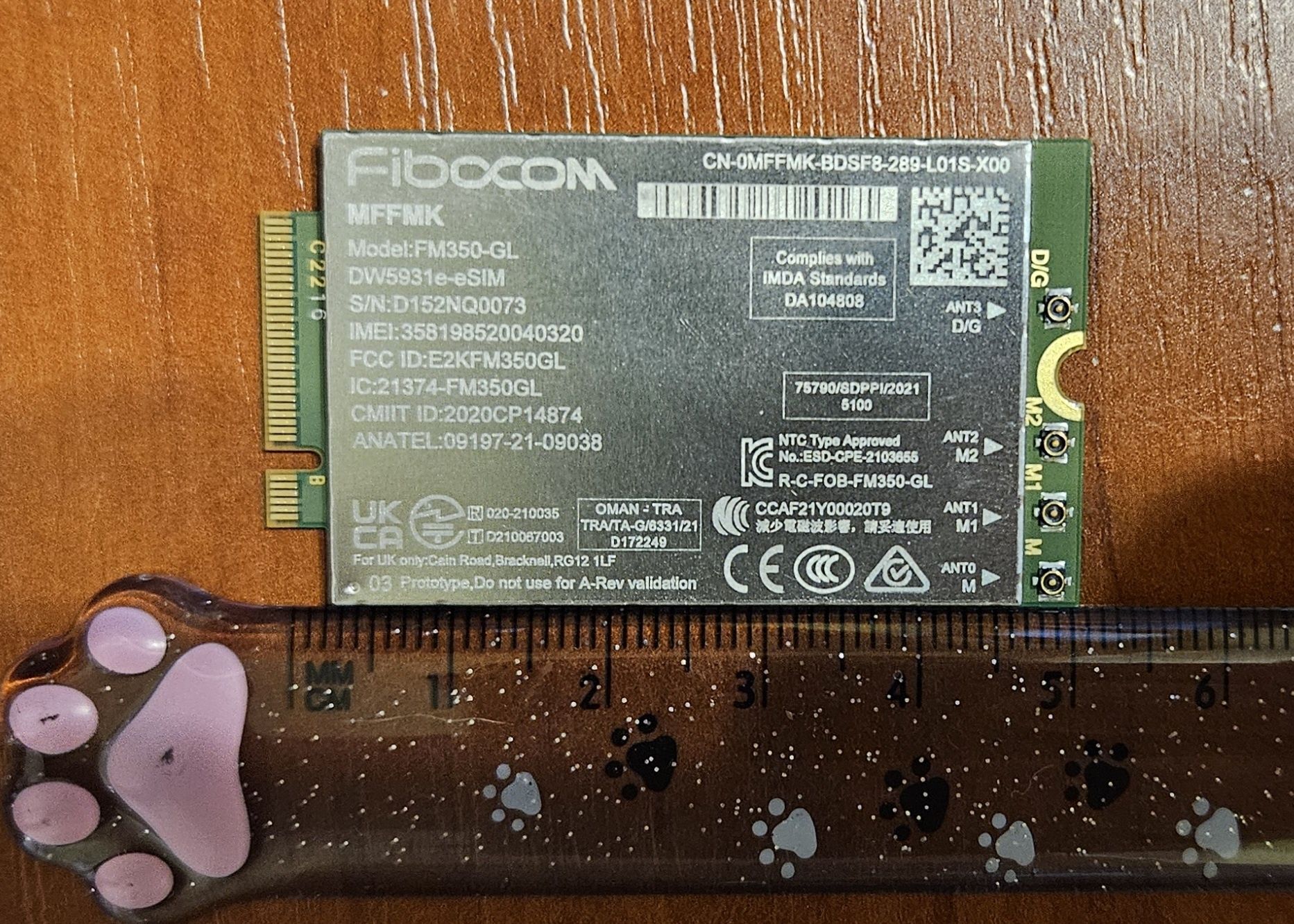 5G модуль Fibocom FM350-GL (DW5931e eSIM) + антени, новий