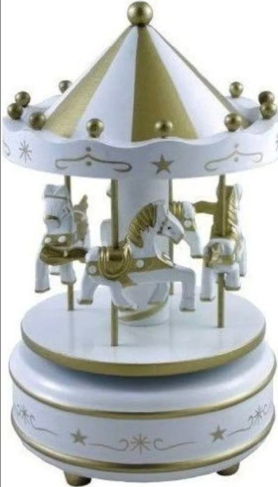 Pozytywka Karuzela z konikami, złota