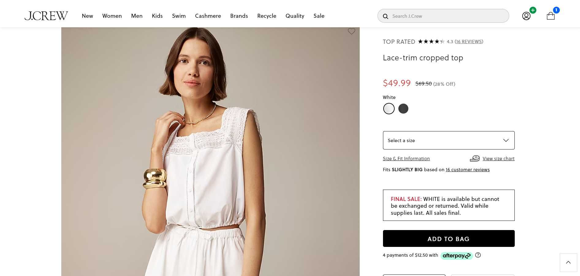 Кроп-топ JCrew (США),р М