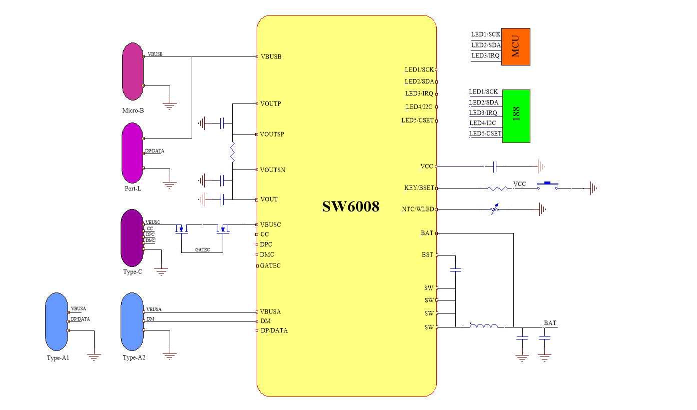 SW6008 микросхема 5V3.1A двунаправленный  контроллер зарядки