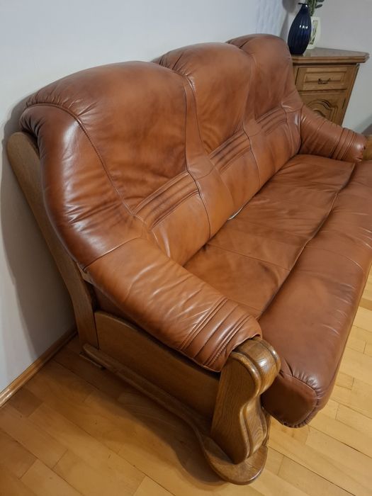 Zestaw skórzanych mebli do salonu