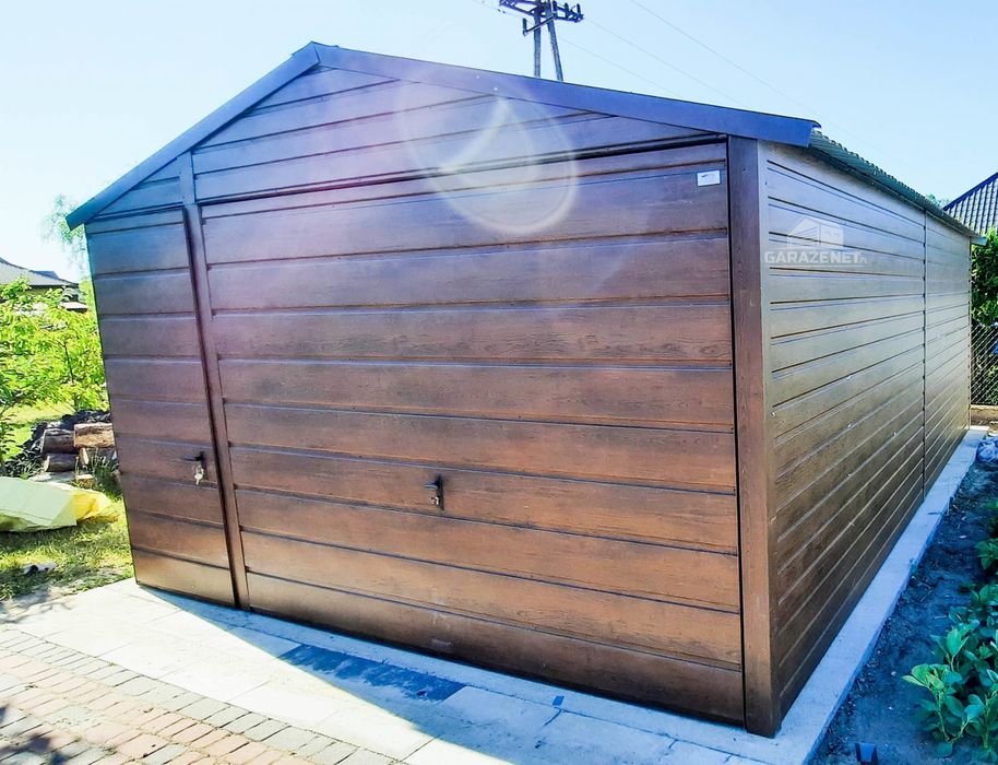 GARAŻ BLASZANY 4m x 7m Dwuspad Brama Uchylna Drzwi 2x Okno 4x7 GB251