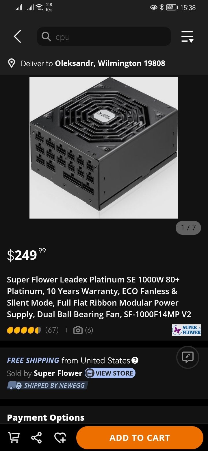 Super Flower Leadex Platinum SE 1000W 80+ Platinum SF-1000F14MP