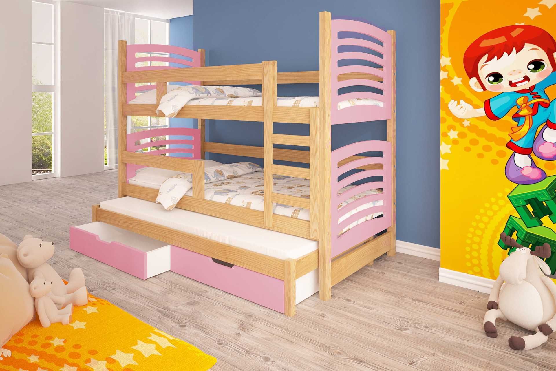 Piętrowe łóżko 3 osobowe Olek! Praktyczne łóżko dla dzieci