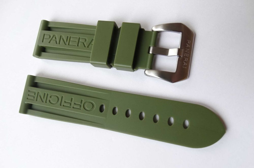 Pasek silikonowy zielony 24mm do zegarka Panerai PAM gumowy klamra