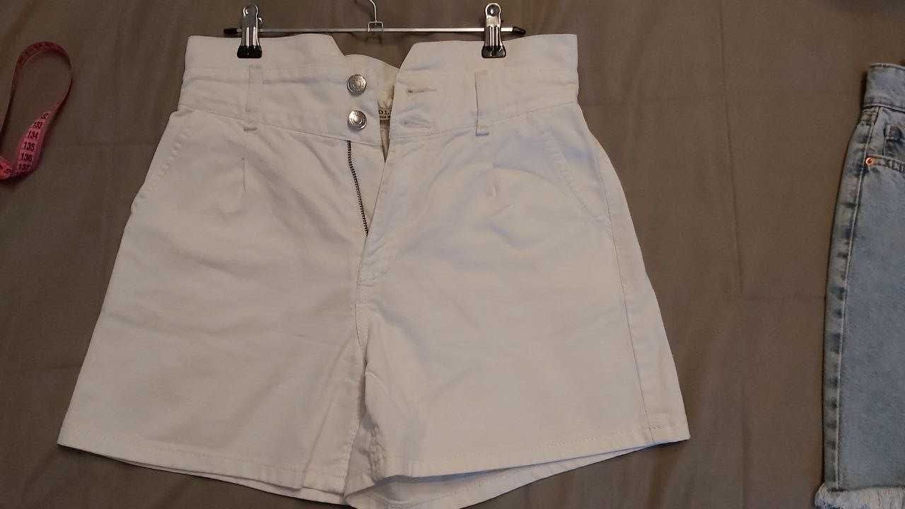 Білі джинсові жіночі літні шорти з високою  посадкою