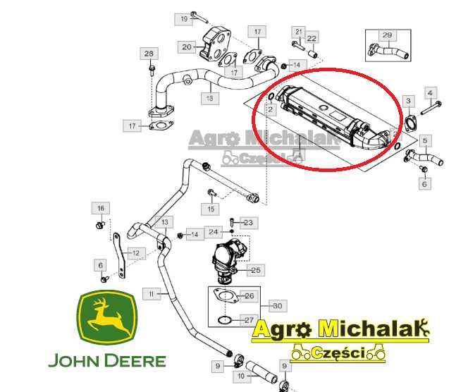 Wymiennik ciepła EGR John Deere 6800, 6900, 6170M, 6920S, 7405, 7930