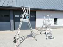Drabina aluminiowa Zagres, podest roboczy, zasięg roboczy do 3,8m.