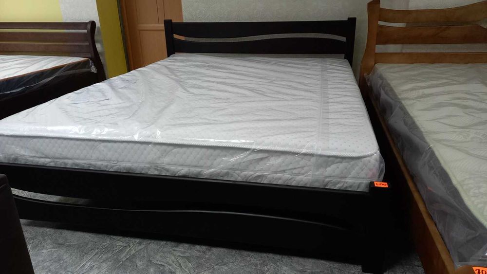 Кровать. Ліжко двоспальне з дерева. Ліжко дерев'яне Хвиля з Вільхи