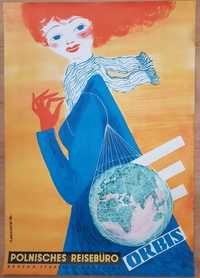 ORBIS Srokowski 1958 oryginalny plakat turystyczny LOT RARE