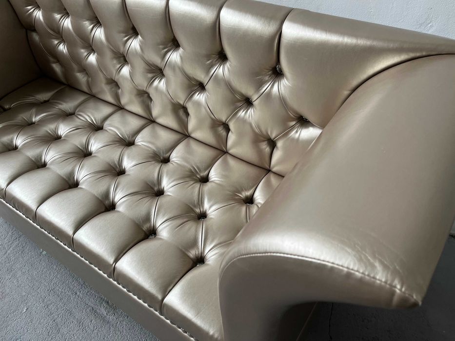 Sofa przyścienna złota, glamour, używana, bardzo dobry stan