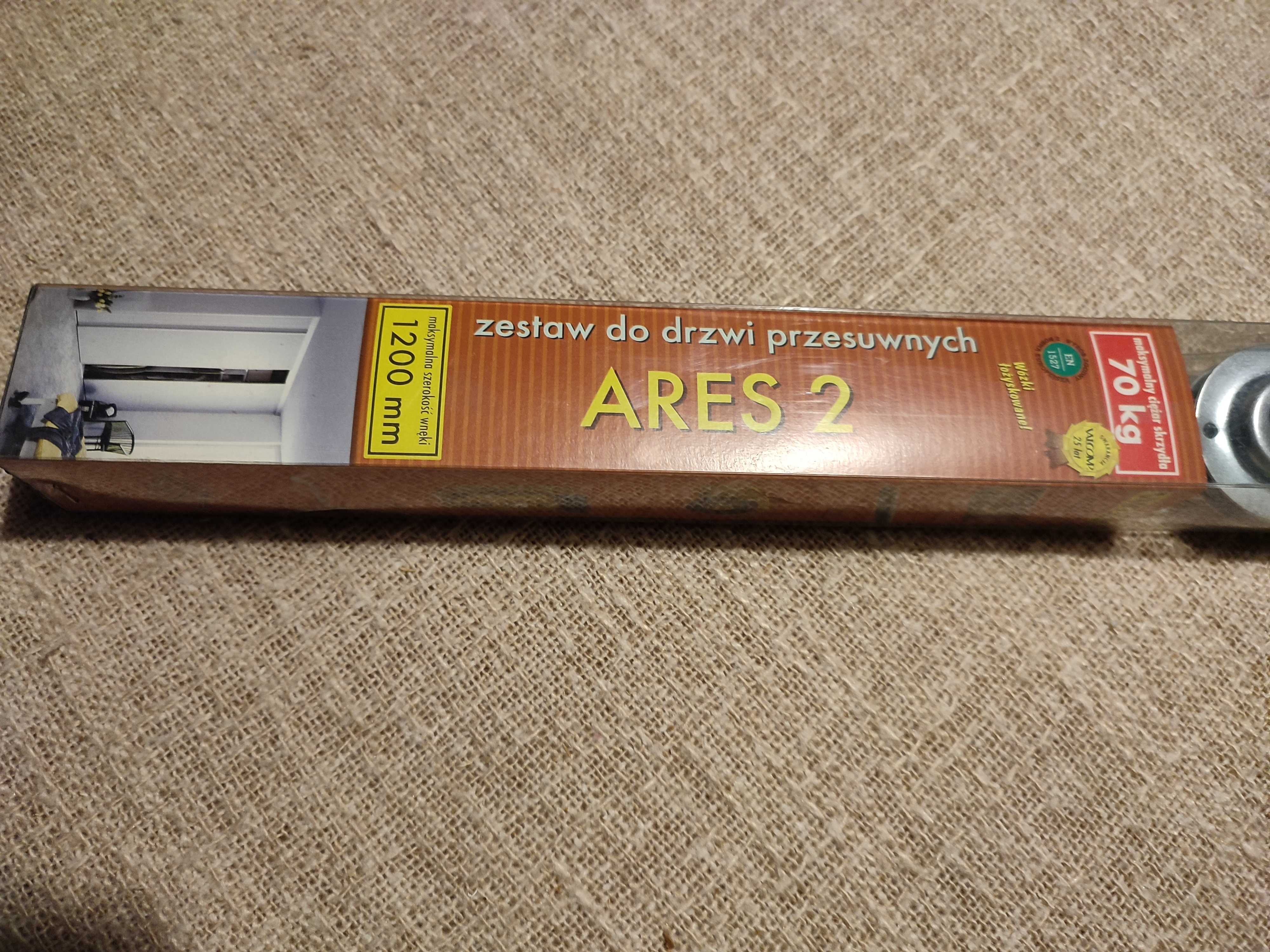 Zestaw do drzwi przesuwnych ARES 2/120cm/70kg (prowadnice + rolki)