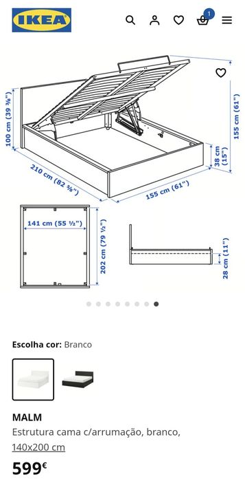 Cama Malm 140x200 c/arrumação