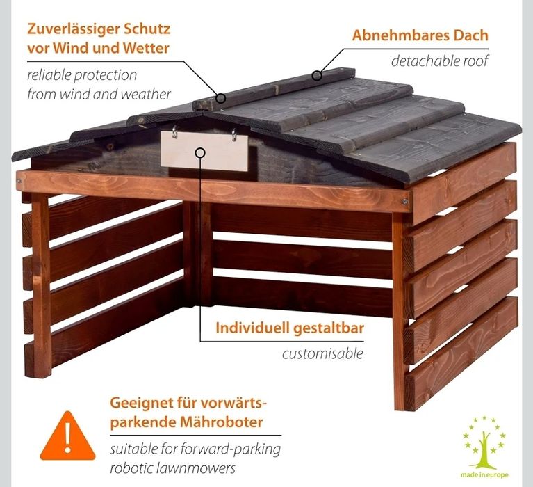 Dobar 56193E garaz dla robota Domek, Drewno, Brązowy/Czarny, 78,5 x 74