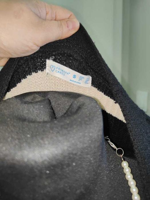 kardigan czarno biały w paski ze złotymi  guzikami Primark S/M