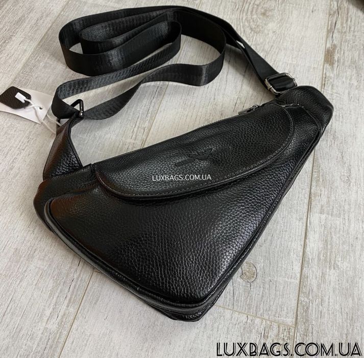 Мужская кожаная нагрудная сумка слинг Armani кобура Армани