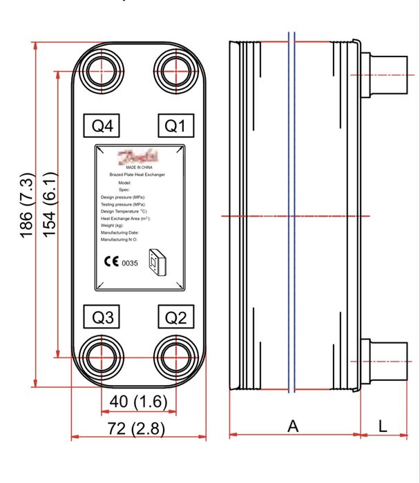 Теплообмінник Danfoss фреон - вода, Теплообменник