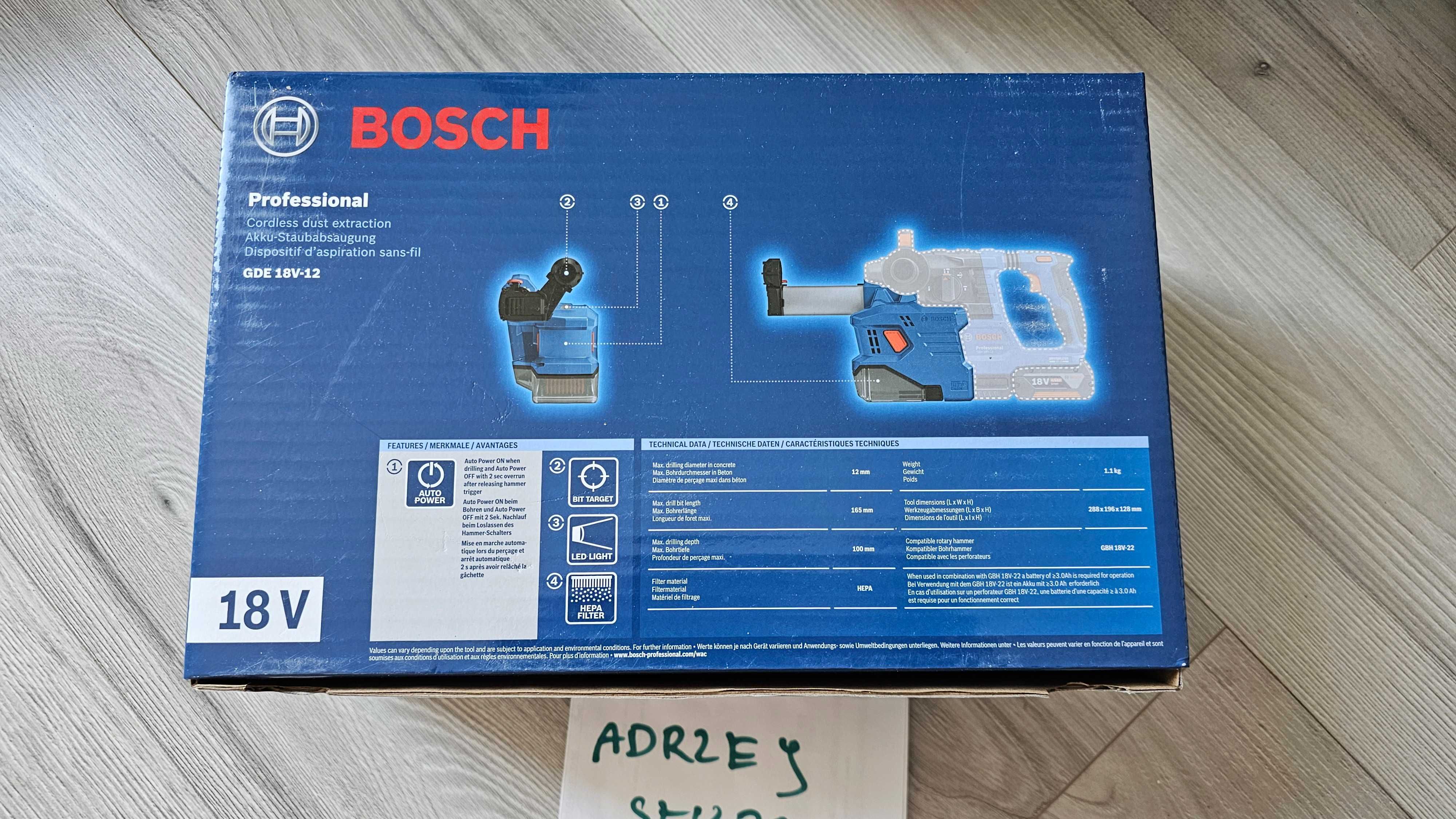 Nowy BOSCH GDE 18V-12 PROFESSIONAL system odsysania zaplombowany