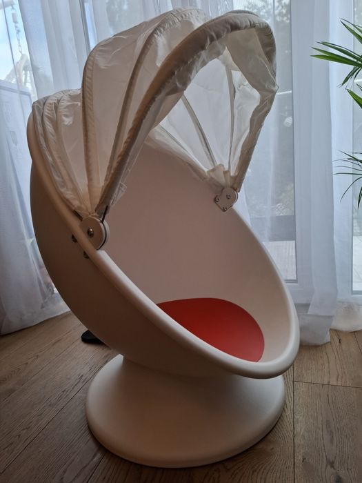 IKEA PS LOMSK Fotel obrotowy dla dzieci biały pomarańcz jajo