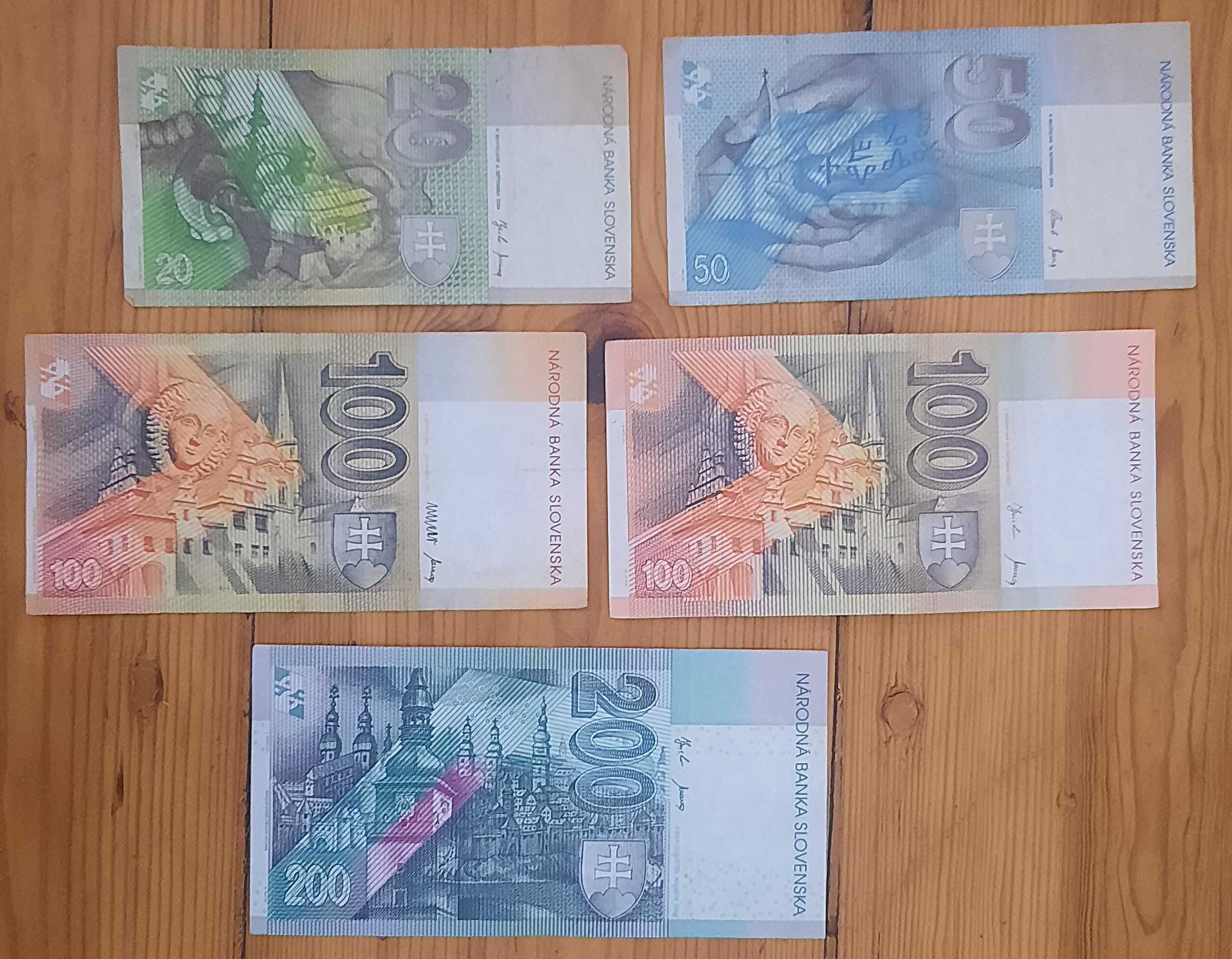Zestaw Banknotów. Słowacja x 5. Każdy Inny
