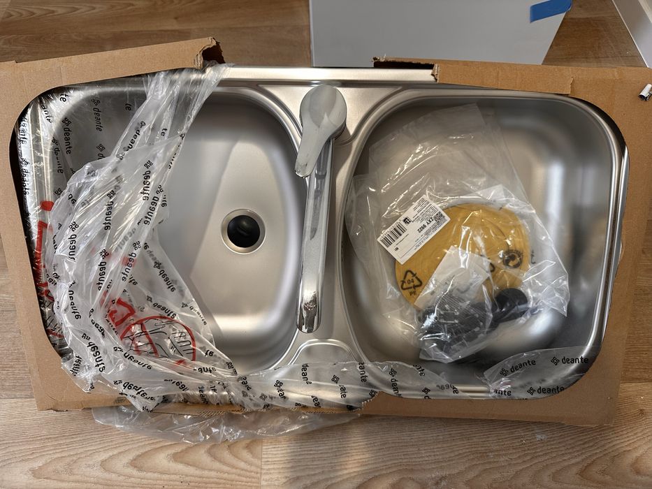 NOWY ! Zlewozmywak dwukomorowy stalowy + bateria