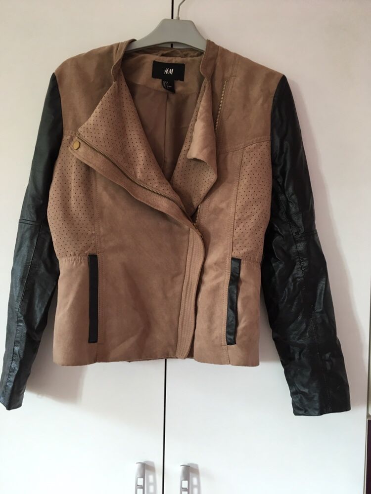 Kurtka h&m 36 s ramoneska zamszowa skórzane rękawy