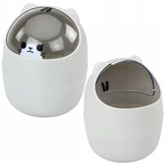Mini kosz na biurko Miś szary 1L 16cm. Leantoys