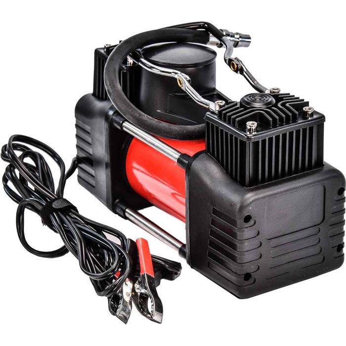 Двухцилиндровый автокомпрессор Штурмовик АС-72/300Вт с зажимами АКБ