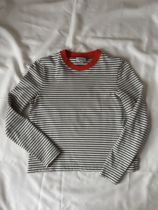 Бавовняний лонгслів COS у смужку - М