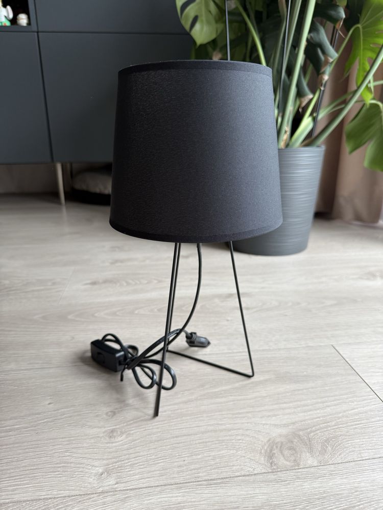 Lampa nocna stołowa czarna lampka loft z abażurem nowa