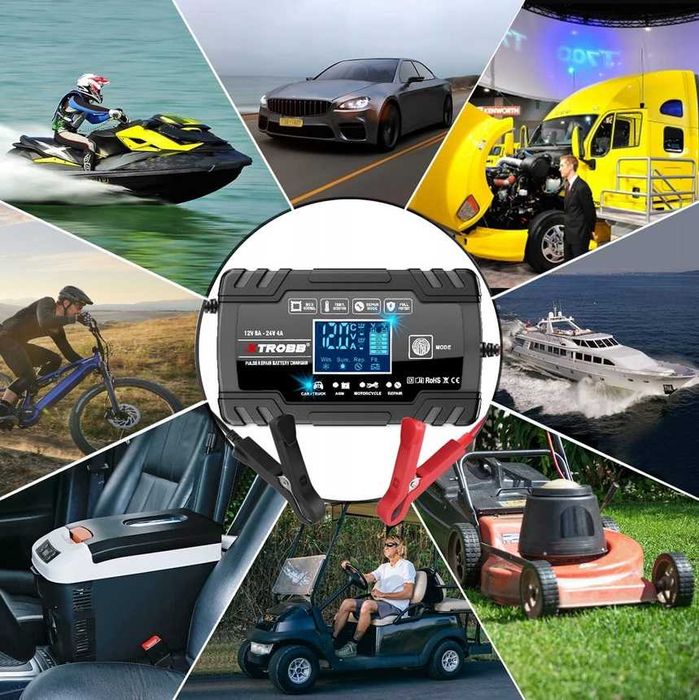 Prostownik AUTOMATYCZNY Z Funkcją NAPRAWY LCD Temperatura 12V 24V 8A