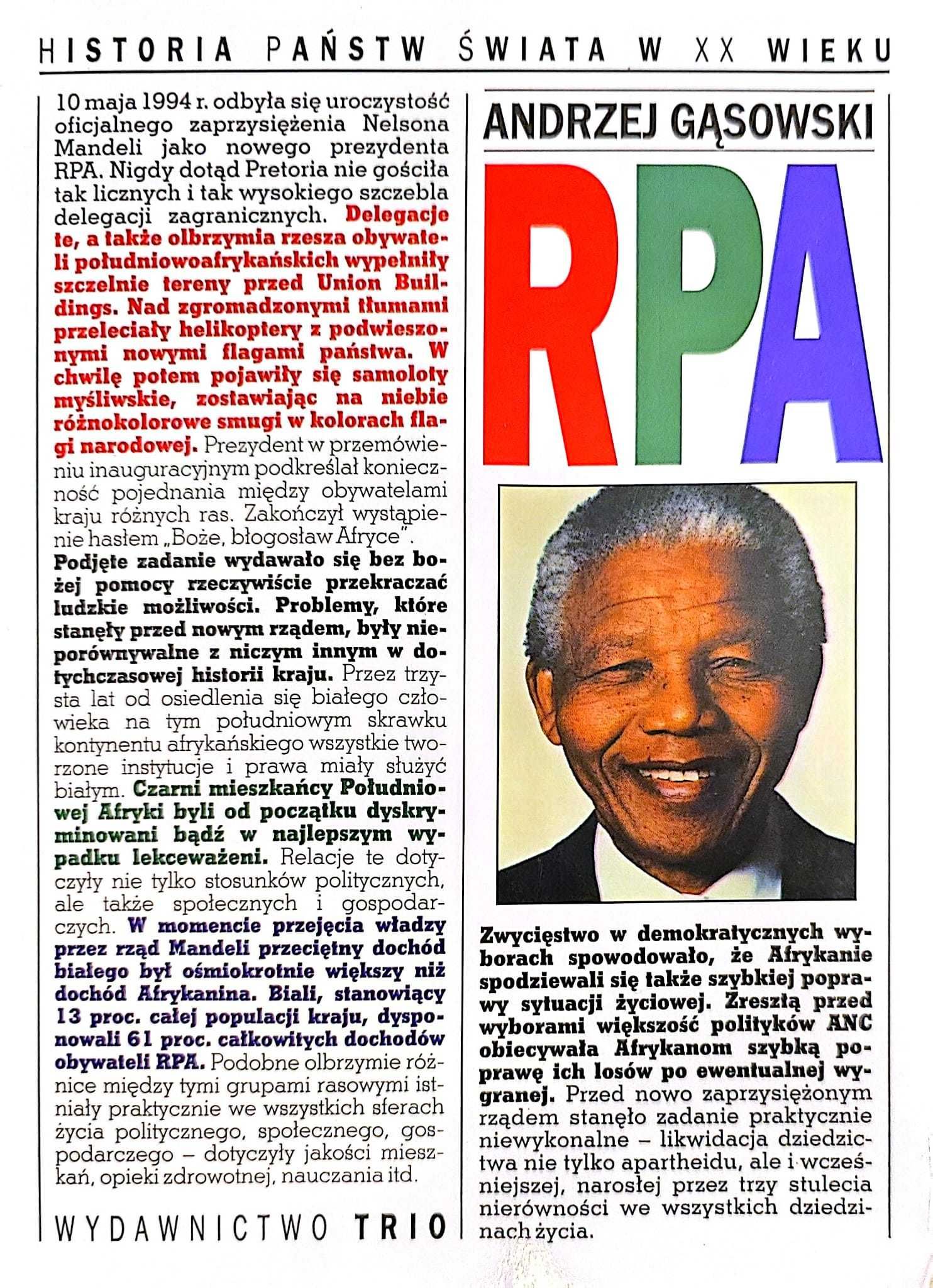 RPA. Historia państw świata w XX wieku