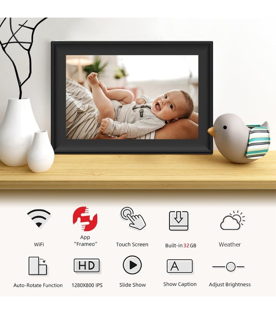 Ramka cyfrowa Frameo 10,1” czujnik ruchu rotacja WiFi dotykowy ekran