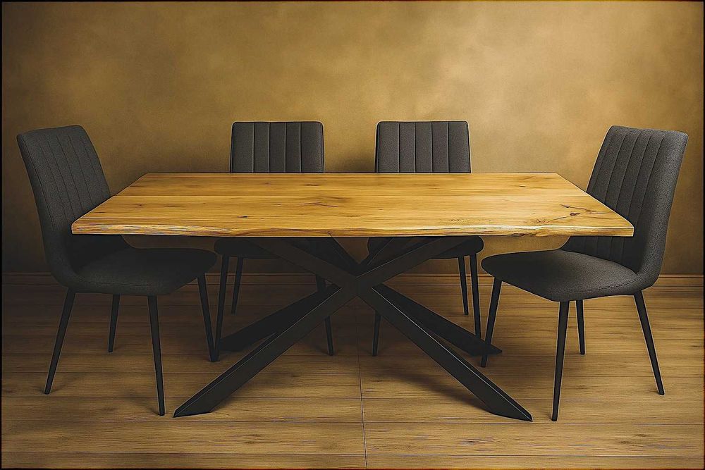 Stół Pająk Dębowy LOFT, 100% Lite Drewno DĄB, Rozkładany.