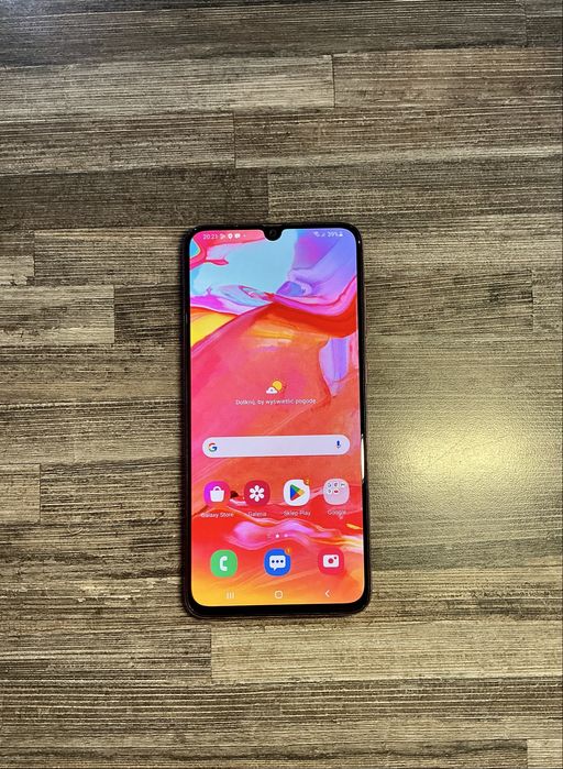 Samsung A70, POMARAŃCZOWY, 6/128 GB, stab dobry, bateria OK