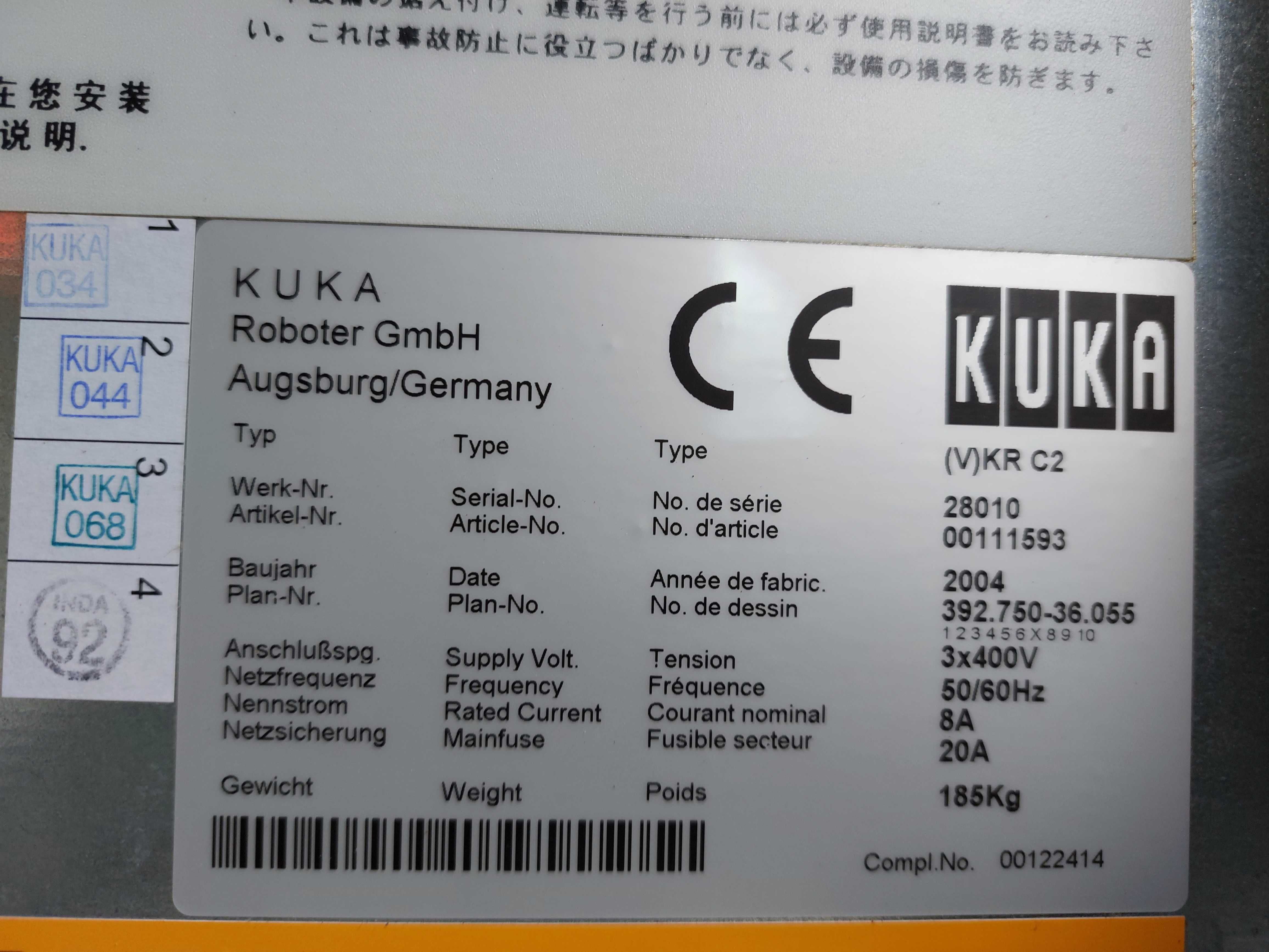 Robot przemysłowy KUKA KR210 szafa KRC2 panel kable ABB Fanuc